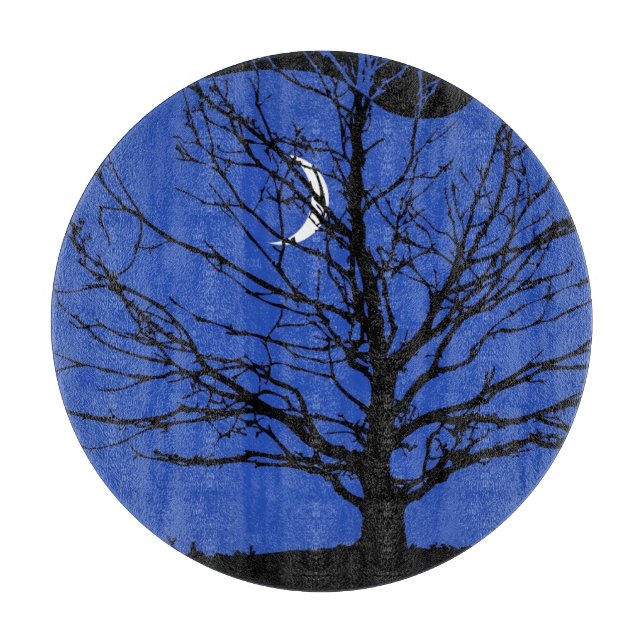Moonscape in Cobalt Blue and Black Cutting Board (Front)