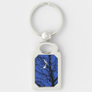 Moonscape in Cobalt Blue and Black Key Ring