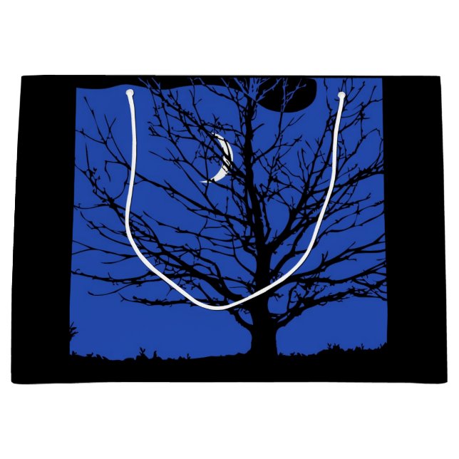 Moonscape in Cobalt Blue and Black Large Gift Bag (Front)