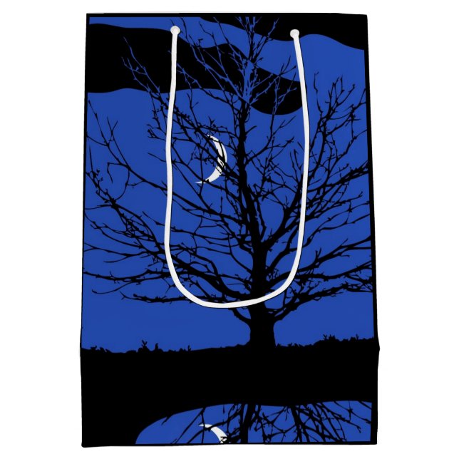 Moonscape in Cobalt Blue and Black Medium Gift Bag (Back)