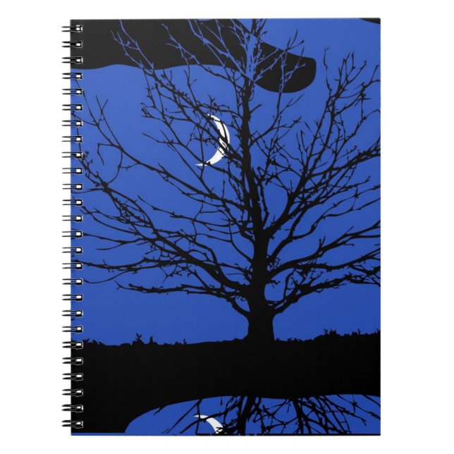 Moonscape in Cobalt Blue and Black Notebook (Front)