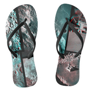 Moonscape Space Photo Anaglyph Mosaic Flip Flops
