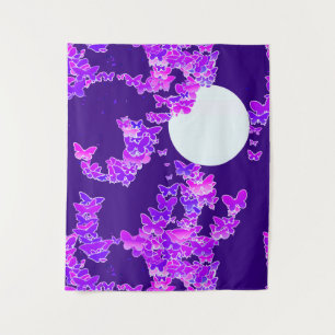 Moonscape Wish Butterflies, Violet and Deep Purple Tapestry