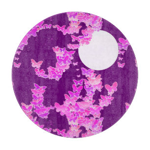 Moonscape with butterflies - orchid, amethyst cutting board