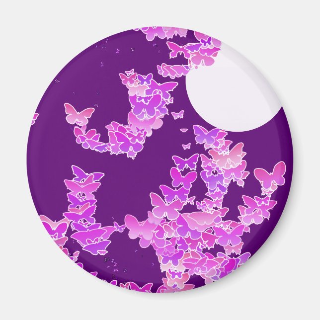 Moonscape with butterflies - orchid, amethyst magnet (Front)
