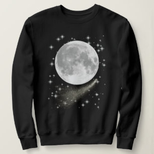 Moonscape with Full Moon, Stars and Comet Sweatshirt