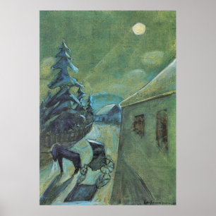 Moonscape with horse by Walter Gramatte Poster