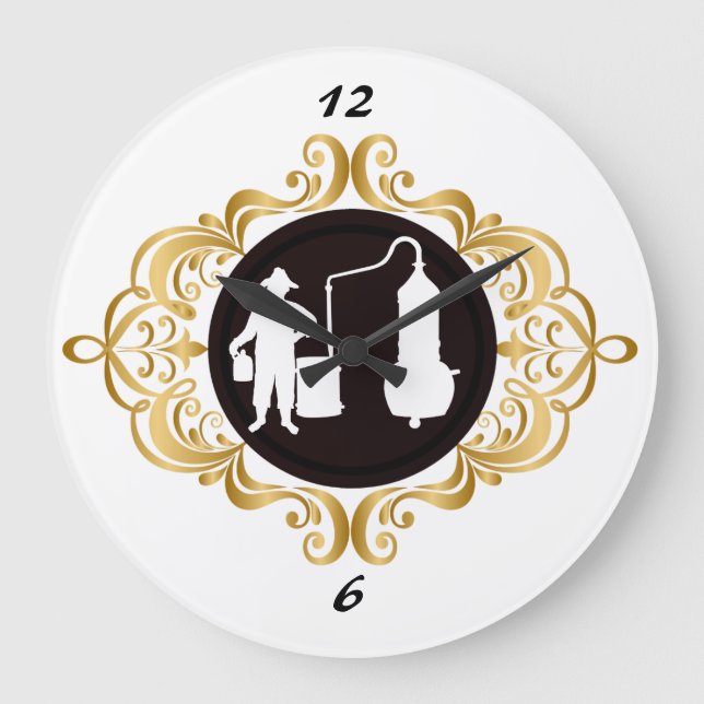 Moonshine Clock with White Silhouettes (Front)