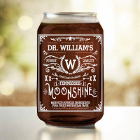 Moonshine Custom Name Monogram Vintage Look White