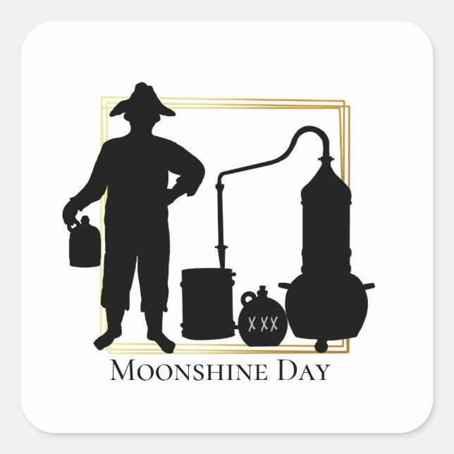 Moonshine Day Black Silhouette Stickers (Front)
