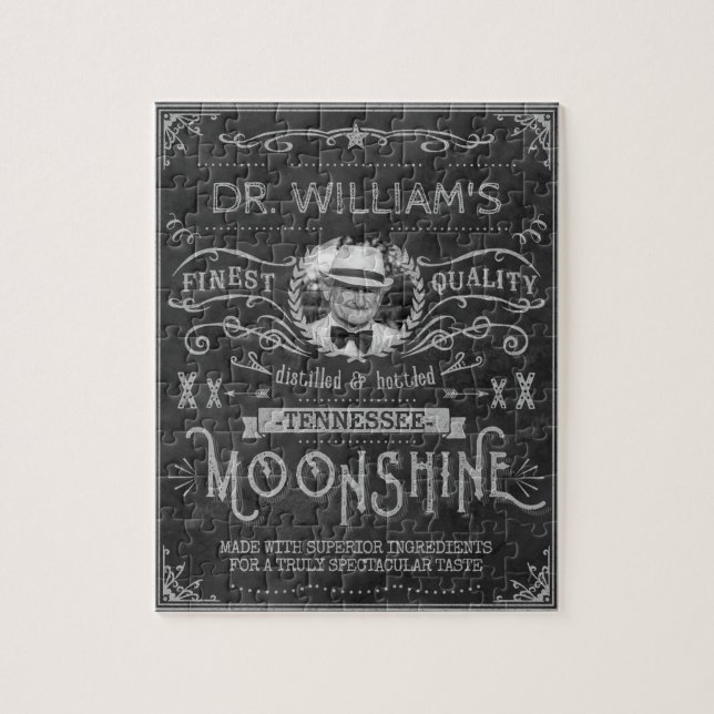 Moonshine Hillbilly Medicine Vintage Custom Grey Jigsaw Puzzle (Vertical)