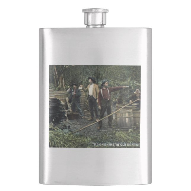 Moonshine in Old Kentucky Vintage Hip Flask (Front)