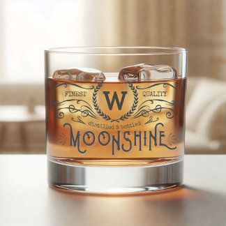 Moonshine Personalised Monogram Vintage Look Whiskey Glass