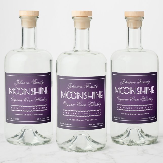 Moonshine Purple and White Liquor Bottle Label (Bottles)