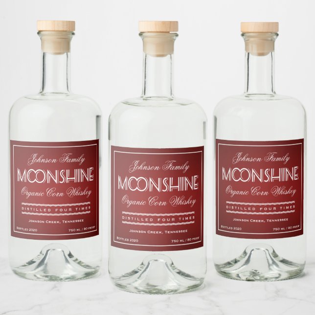 Moonshine Ruby Red Liquor Bottle Label (Bottles)