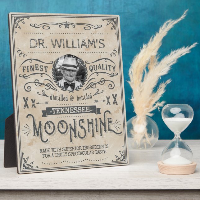 Moonshine Vintage Funny Hillbilly Medicine Custom Plaque (Side)