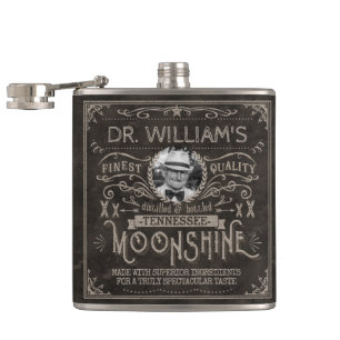 Moonshine Vintage Hillbilly Medicine Custom Brown Hip Flask