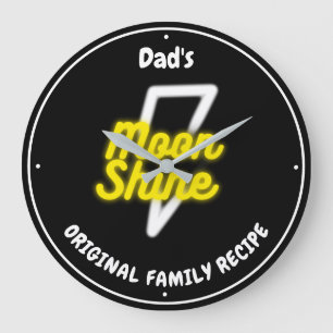 Moonshine White Lightning Neon Effect Name Large Clock