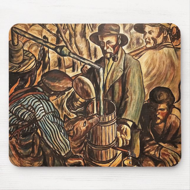 Moonshiners Making White Lightning Whiskey Liquor Mouse Mat (Front)