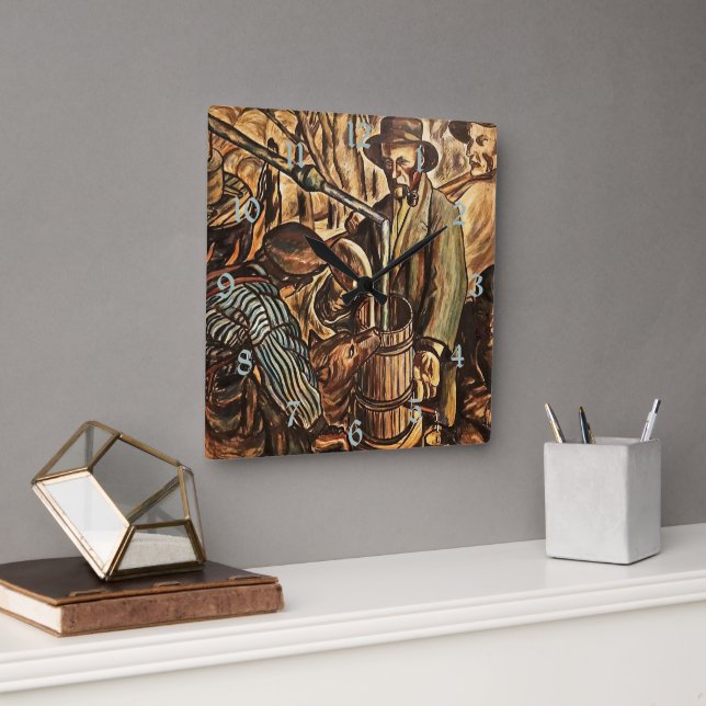 Moonshiners Making White Lightning Whiskey Liquor Square Wall Clock (Office)