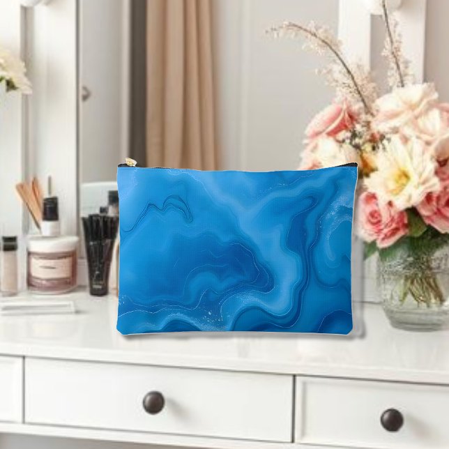 Moonstone Blue Accessory Pouch (Moonstone Blue Cosmetic Bag, for her, gifts for her, summer, beach, pool 
)