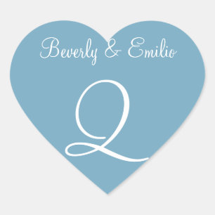 Moonstone Blue Personalised Initials Invites Heart Sticker