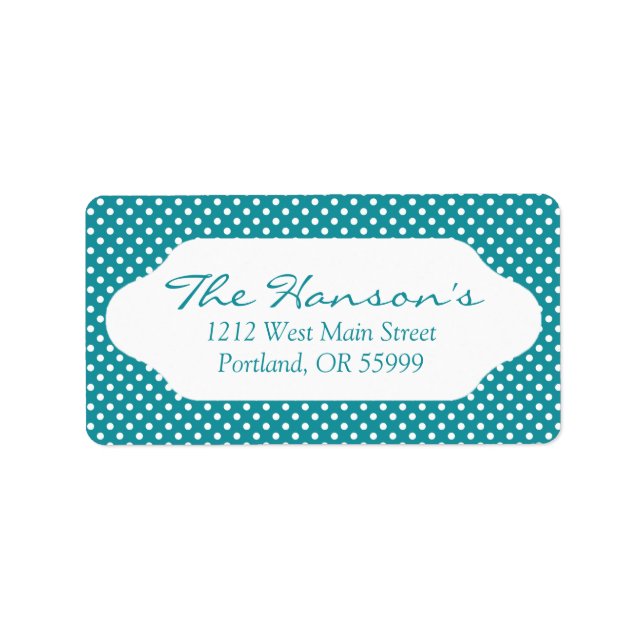 Moonstone blue/teal polka dots address labels (Front)