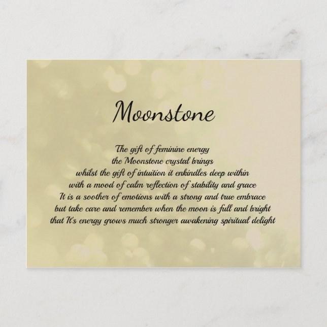 Moonstone Crystal Healing design Postcard (Front)