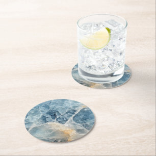 Moonstone Gemstone Pattern Round Paper Coaster