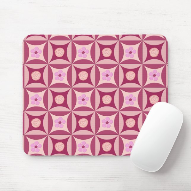 MoonStone Rose and Cherry Flower in the Door Mouse Mat (With Mouse)