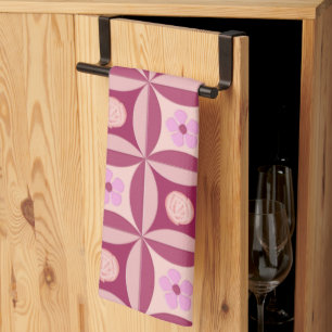 MoonStone Rose and Cherry Flower in the Door Tea Towel