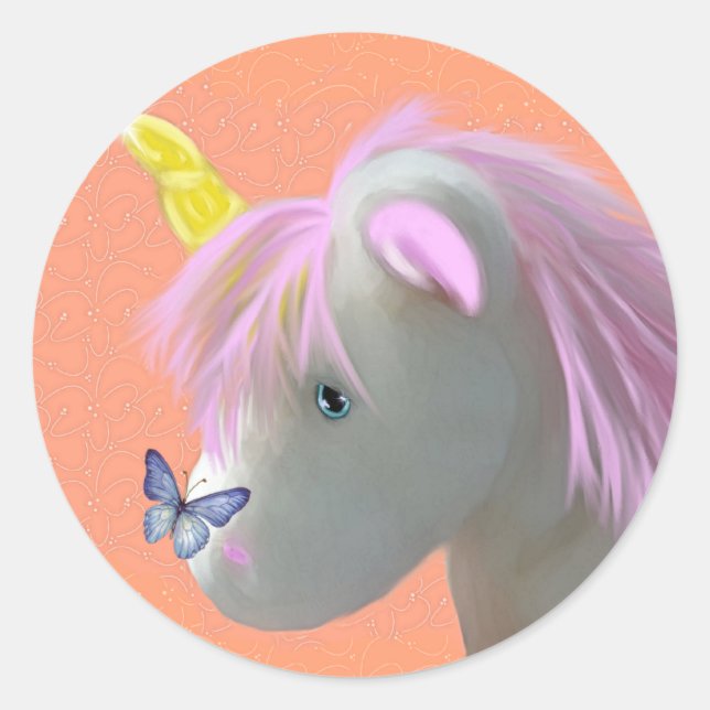 Moonstone the unicorn classic round sticker (Front)