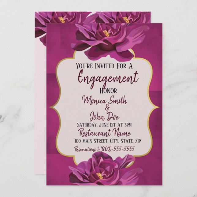 Moonvista Floral Wedding Engagement Invitation (Front/Back)