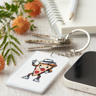 Moonwalking Pizza - Legendary Pop Slice Art Key Ring