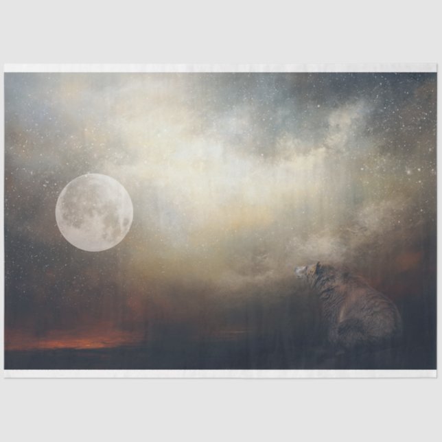 Moonwatcher Bear Art Decoupage Tissue Paper (Front)