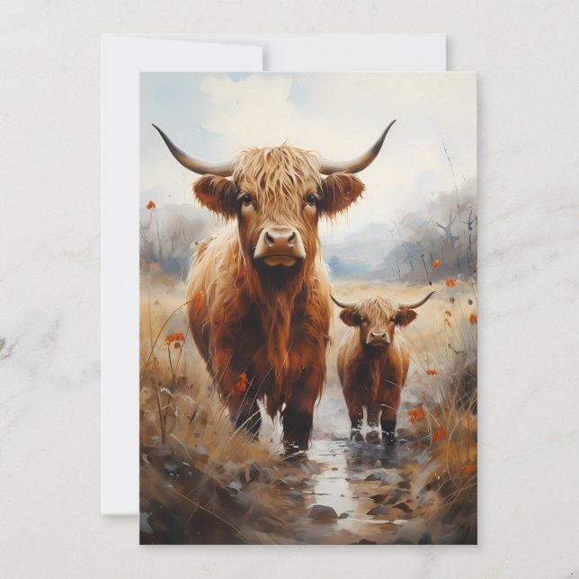 Mooo-velous birthday wishes to you! - Highland Cow Holiday Card (Front)