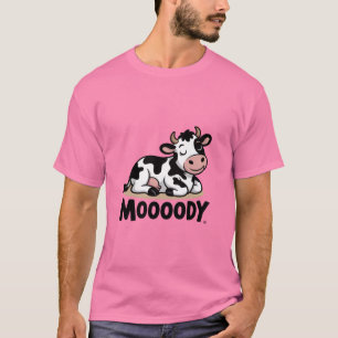 Mooody Cow Cute Cartoon Design T-Shirt