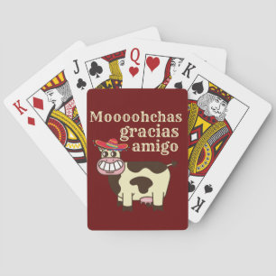 MOOOHCHAS GRACIAS AMIGO funny cinco de mayo cow Playing Cards