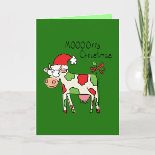 Mooooorry Christmas Cow Holiday Greeting Card
