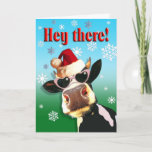 Mooootiful Christmas Cow Santa Hat Holiday Card<br><div class="desc">"Mooootiful" Christmas card by Cheryl Daniels © 2010. Customise this humourous,  fun card with your own text using the "Personalise It" section to your right. Have questions or need help? Contact me at cheryl@cheryldanielsart.com</div>