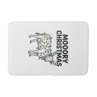 Mooory Christmas Cow Vintage Engraving Design_1 Bath Mat