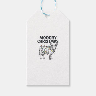 Mooory Christmas Cow Vintage Engraving Design_1 Gift Tags