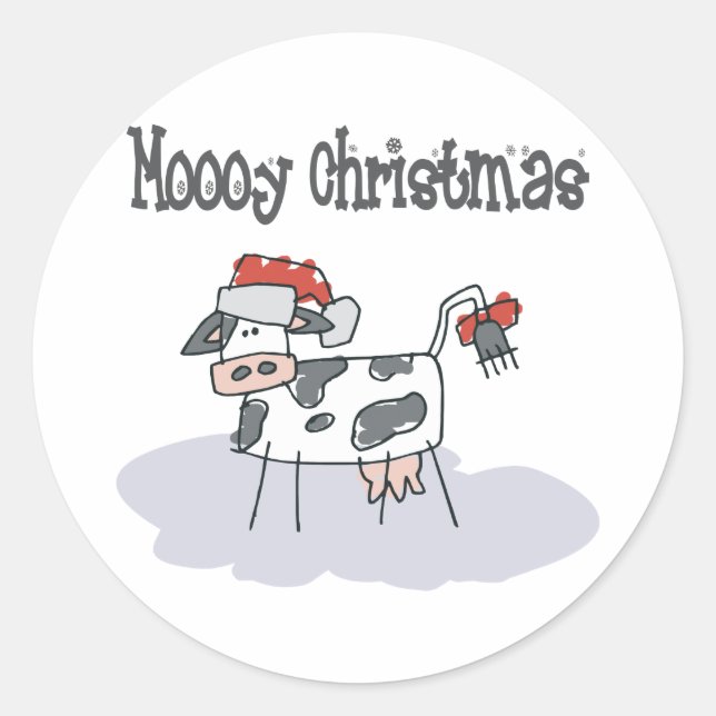 Moooy Christmas Classic Round Sticker (Front)