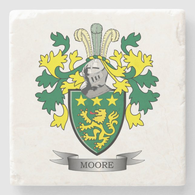 Moore Coat of Arms Stone Coaster (Front)