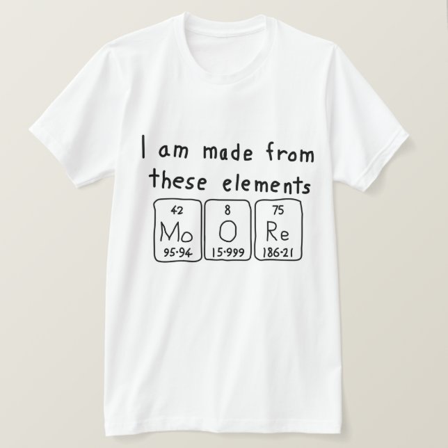 Moore periodic table name shirt (Design Front)