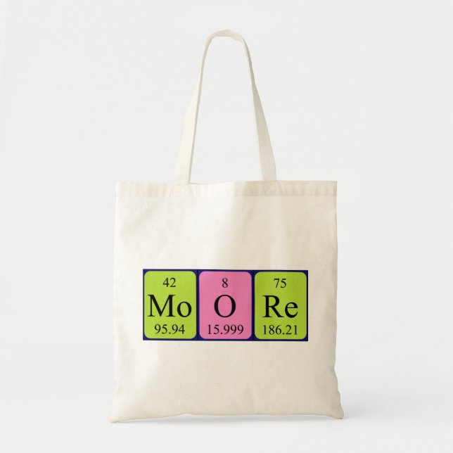 Moore periodic table name tote bag (Front)
