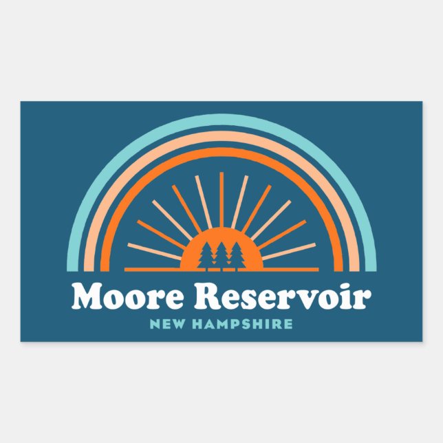 Moore Reservoir New Hampshire Rainbow Rectangular Sticker (Front)