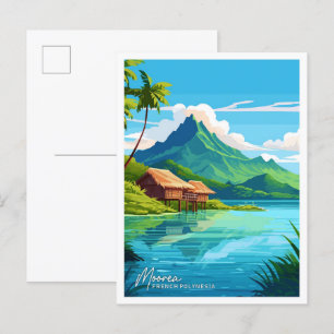 Moorea French Polynesia Travel Illustration Postcard