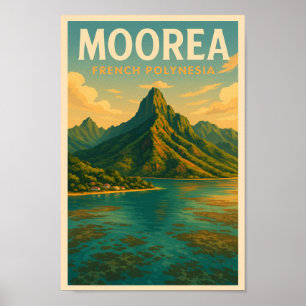 Moorea French Polynesia Vintage Travel Poster