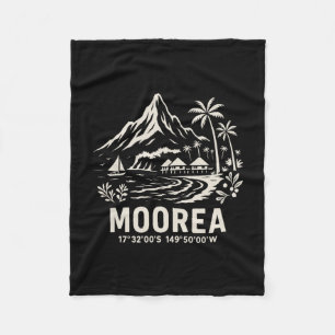 Moorea Island French Polynesia Beach Vacation Fleece Blanket